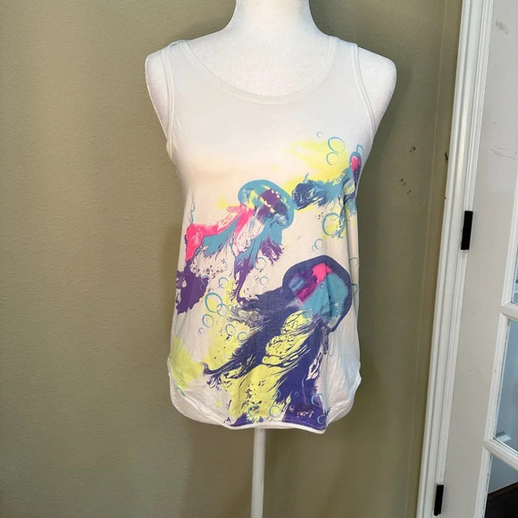 RARE IVIVVA LULULEMON Keyhole Back Neon Jellyfish Tank - size 12 - Picture 3 of 6